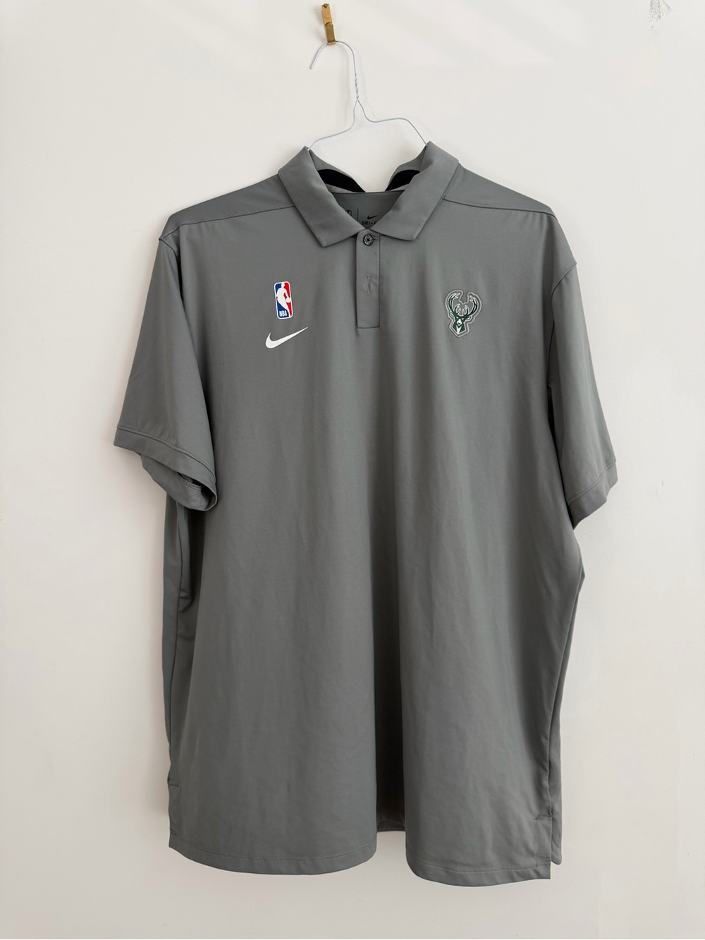Nike NBA Milwaukee Bucks Gray Polo Shirt - Nike Dri-Fit XL